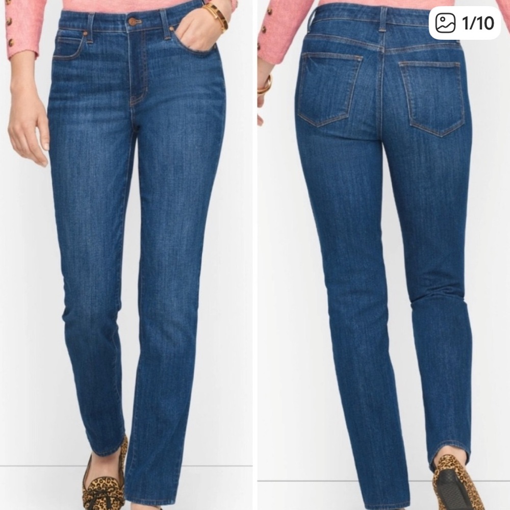 Talbots Classic‎ Straight Leg Stretch Denim Jeans Medium Wash High Rise Size 8